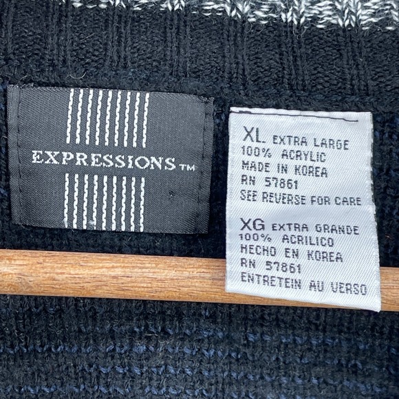 Vintage Expressions Cardigan Men 80s Fair Isle Geometric Preppy Sweater Size XL - Picture 4 of 12